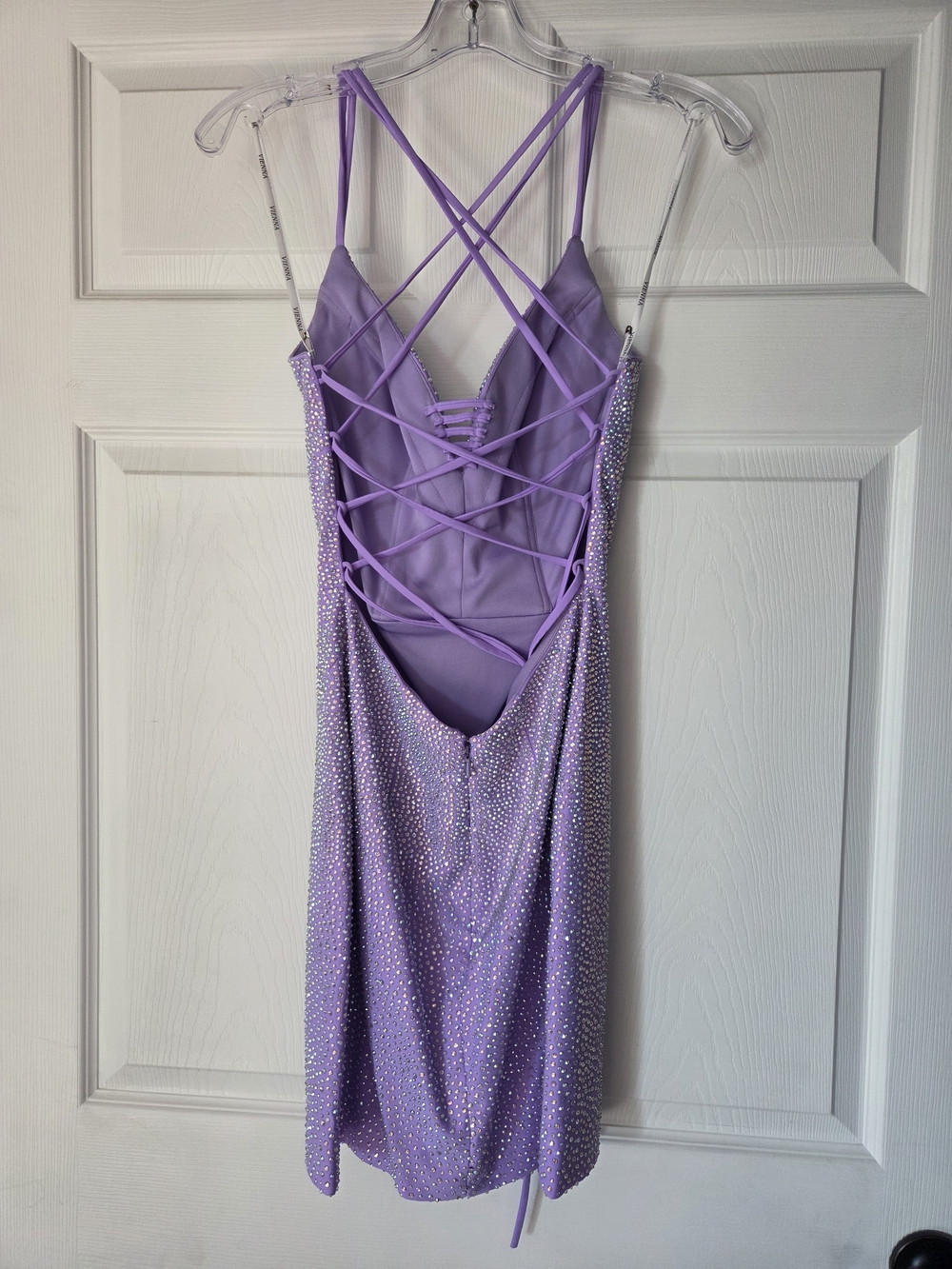 Vienna Prom Sparkling Lilac Crisscross Back Dress
